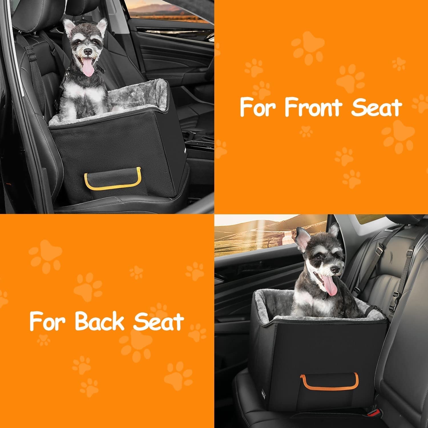 Elevated Dog Booster Car Seat Pet Travel Carrier With Adjustable Straps