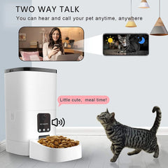 Automatic Wifi Pet Feeder for Cats and Dogs, 1080P Camera, Voice Control, App Controller, 6L