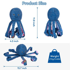 Octopus Squeaky Dog Toys, Blue Interactive Dog Toys