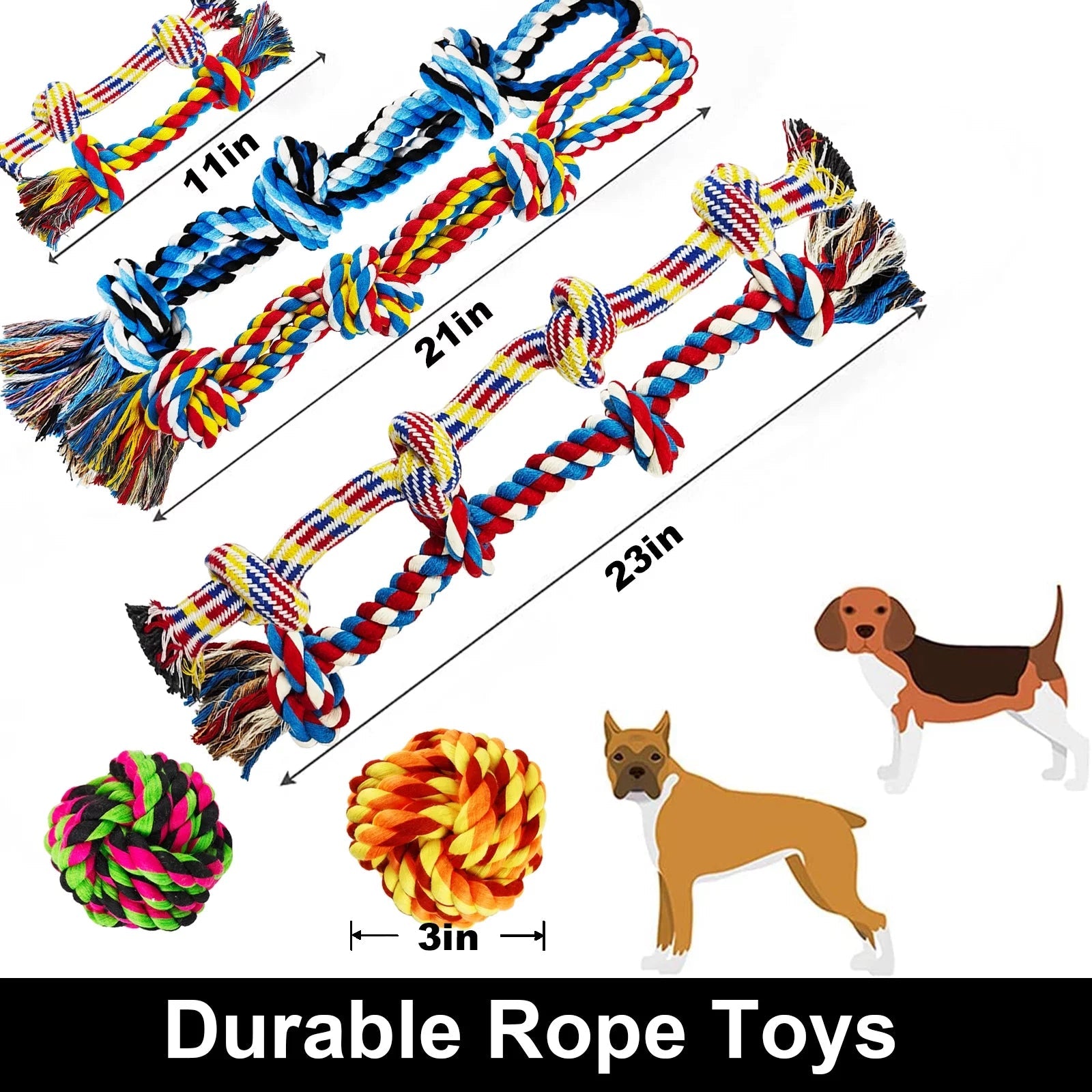 12 Pack Indestructible Dog Rope Toys for Large Breeds, Heavy Duty Dental Cotton Rope Dog Toys