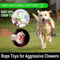 12 Pack Indestructible Dog Rope Toys for Large Breeds, Heavy Duty Dental Cotton Rope Dog Toys