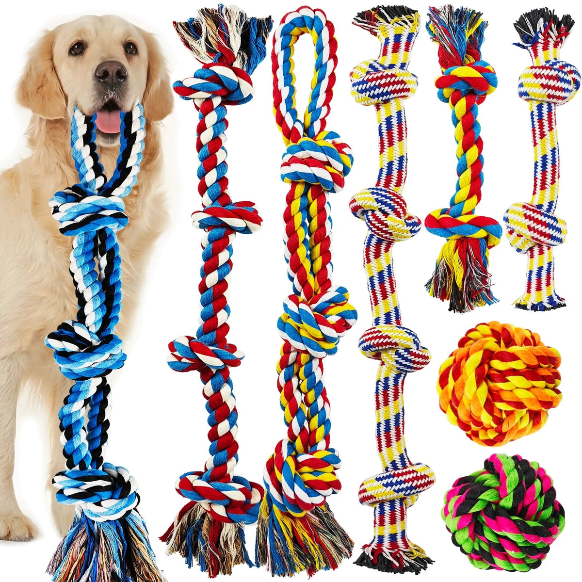 12 Pack Indestructible Dog Rope Toys for Large Breeds, Heavy Duty Dental Cotton Rope Dog Toys