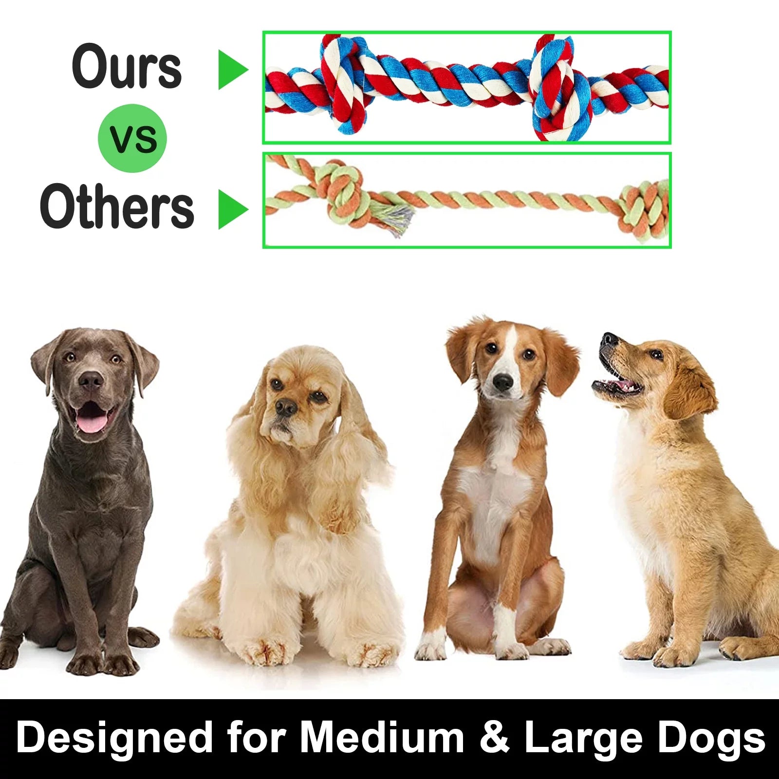 12 Pack Indestructible Dog Rope Toys for Large Breeds, Heavy Duty Dental Cotton Rope Dog Toys