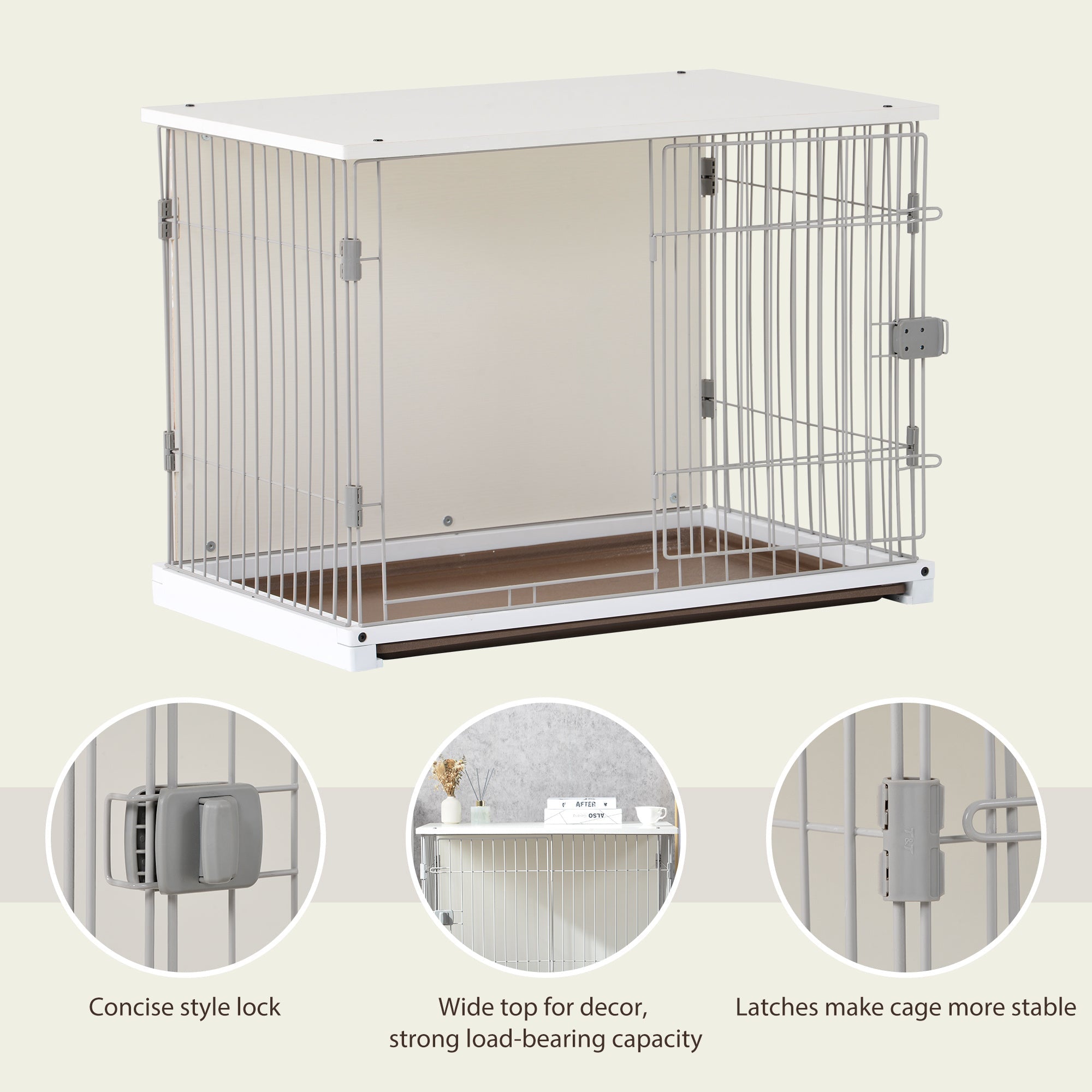 Elegant Wooden White Dog Cage