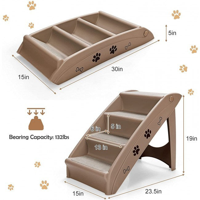 Collapsible Plastic Pet Stairs 4 Step Ladder for Small Dog and Cats