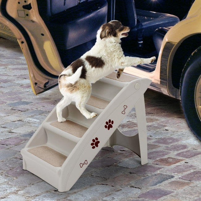 Collapsible Plastic Pet Stairs 4 Step Ladder for Small Dog and Cats