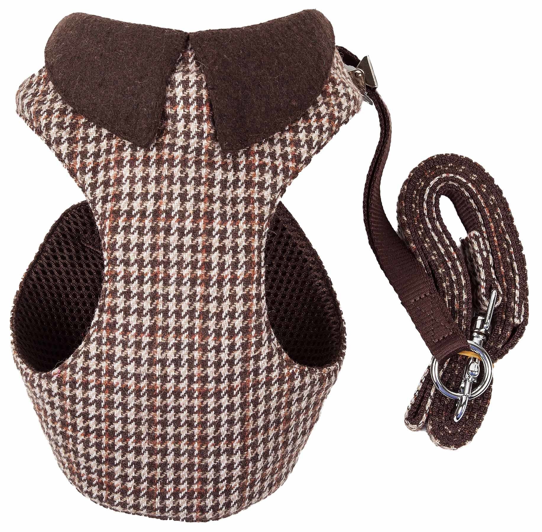 Mesh Reversible Plaided Collared Dog Harness 2-In-1