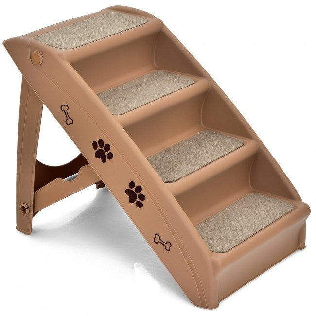 Collapsible Plastic Pet Stairs 4 Step Ladder for Small Dog and Cats