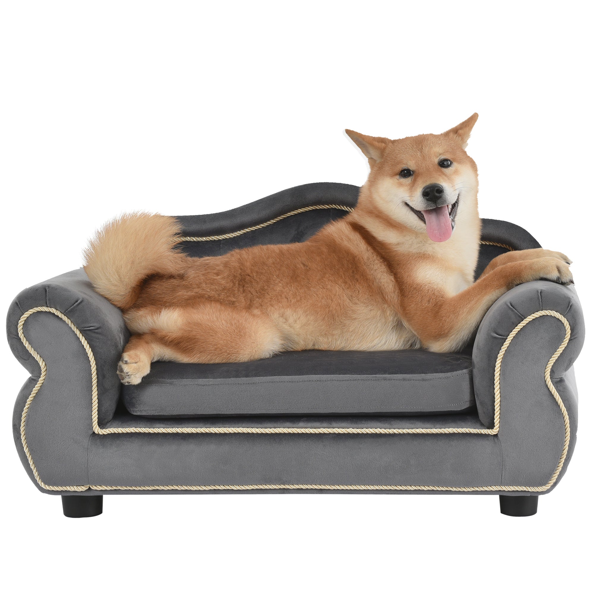 Pet Velvet Sofa With Wooden Frame