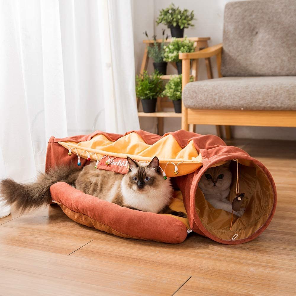 Cat Tunnel Toy Bed with Cushion