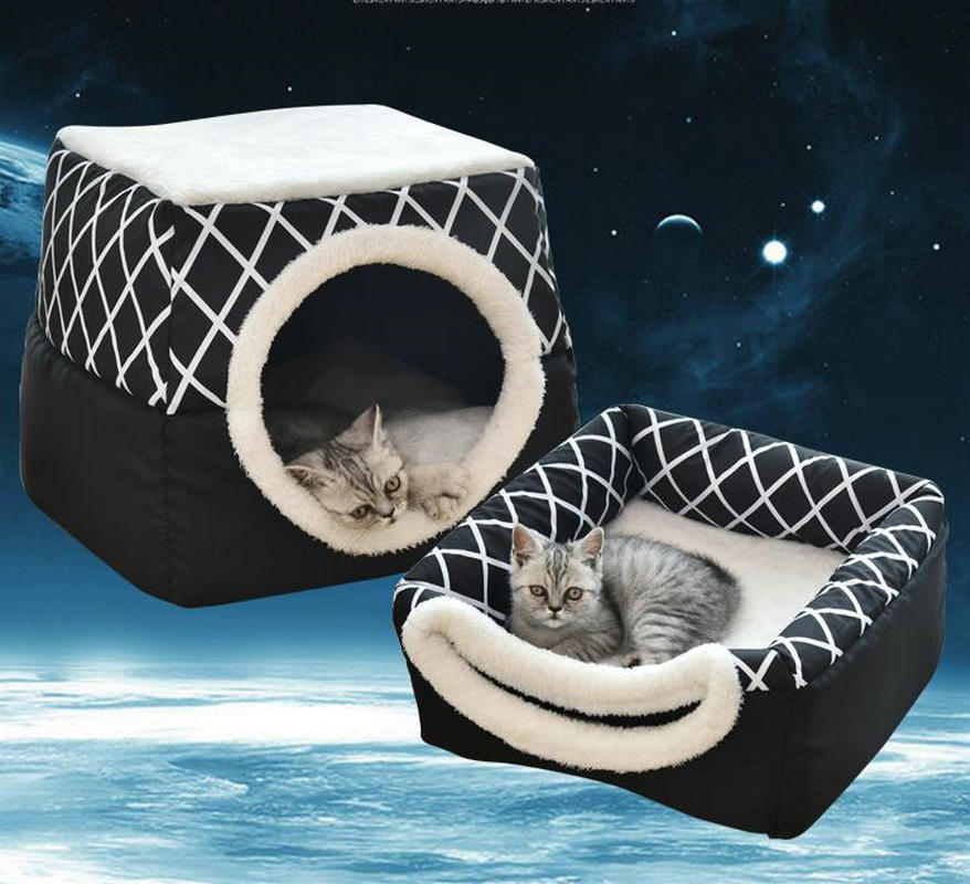 Pet Cat Bed Cube Indoor Cats House, Warm Small Kitten Nest Collapsible Cat Cave Cute Sleeping Mat Comfortable Cushion Cats Bed