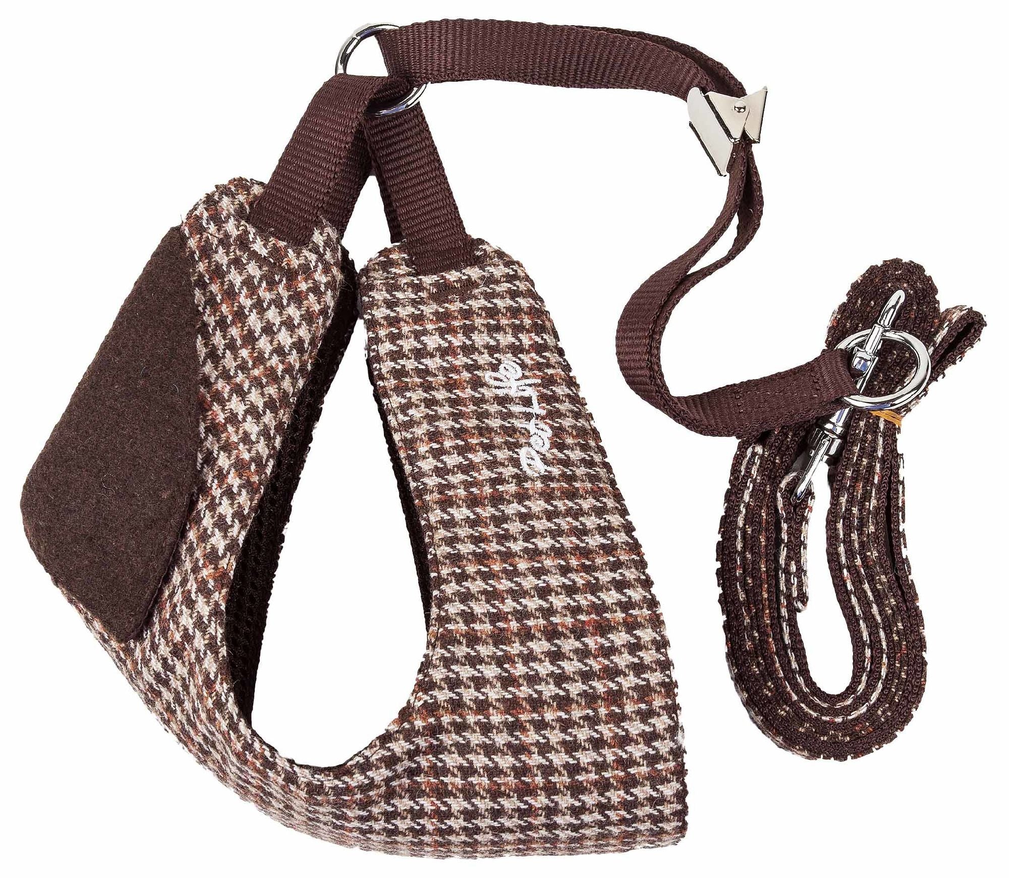 Mesh Reversible Plaided Collared Dog Harness 2-In-1