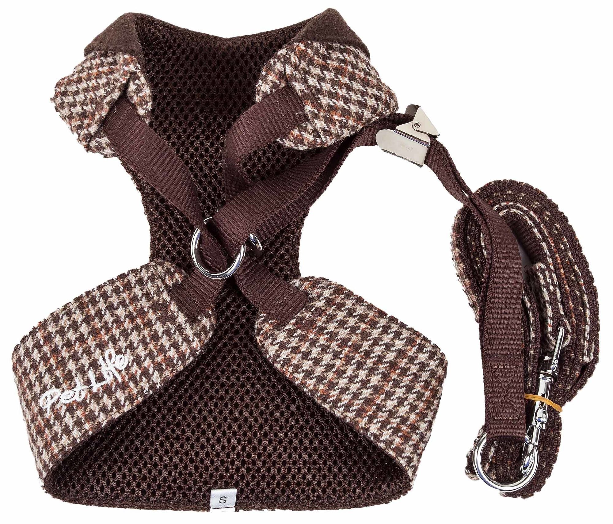 Mesh Reversible Plaided Collared Dog Harness 2-In-1