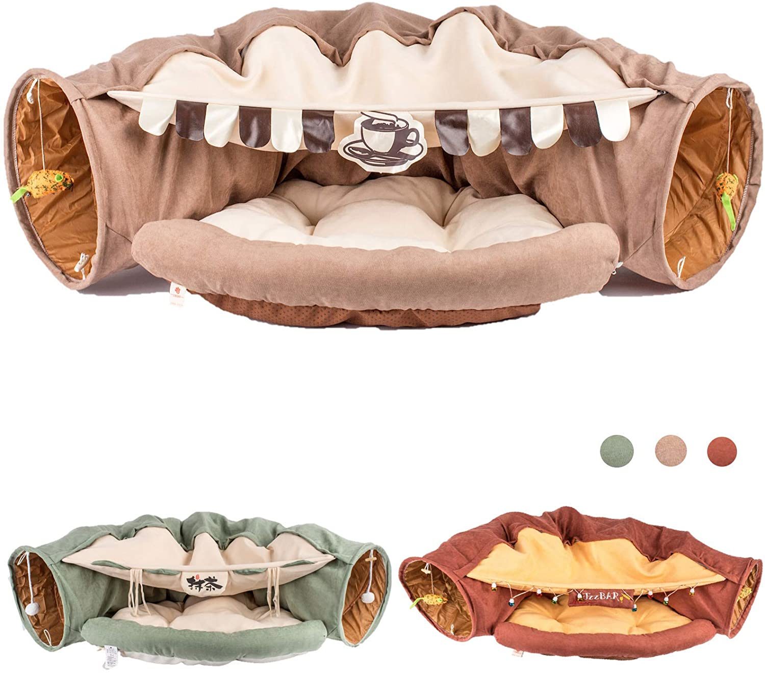 Cat Tunnel Toy Bed with Cushion