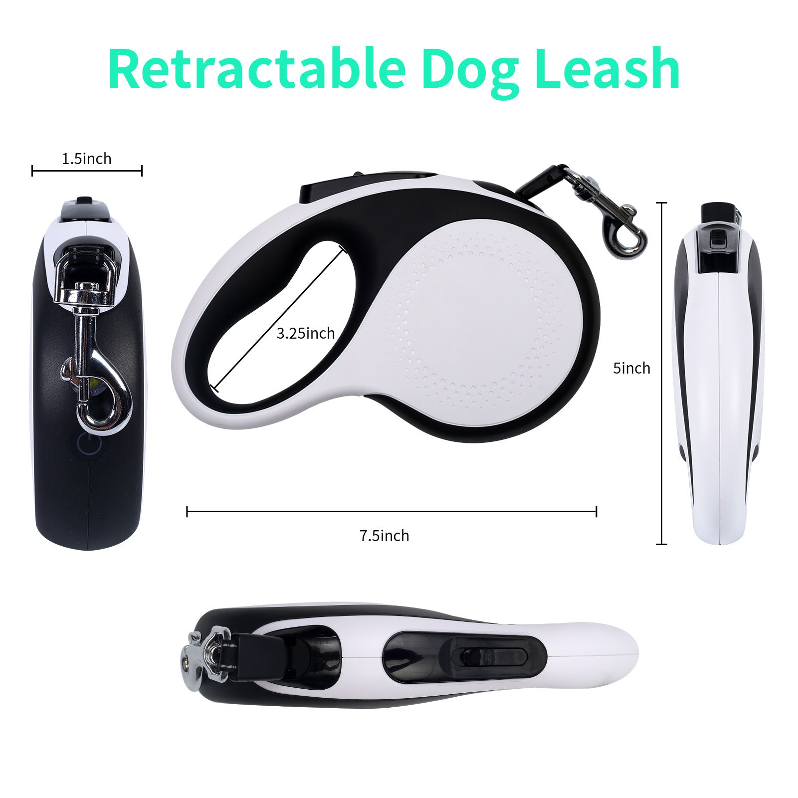 Retractable Dog Leash with LED Light for Small Medium Dogs, 16FT/5M, 360° Tangle-Free Reflective Heavy Duty Nylon Tape Up to 66 lbs Dogs