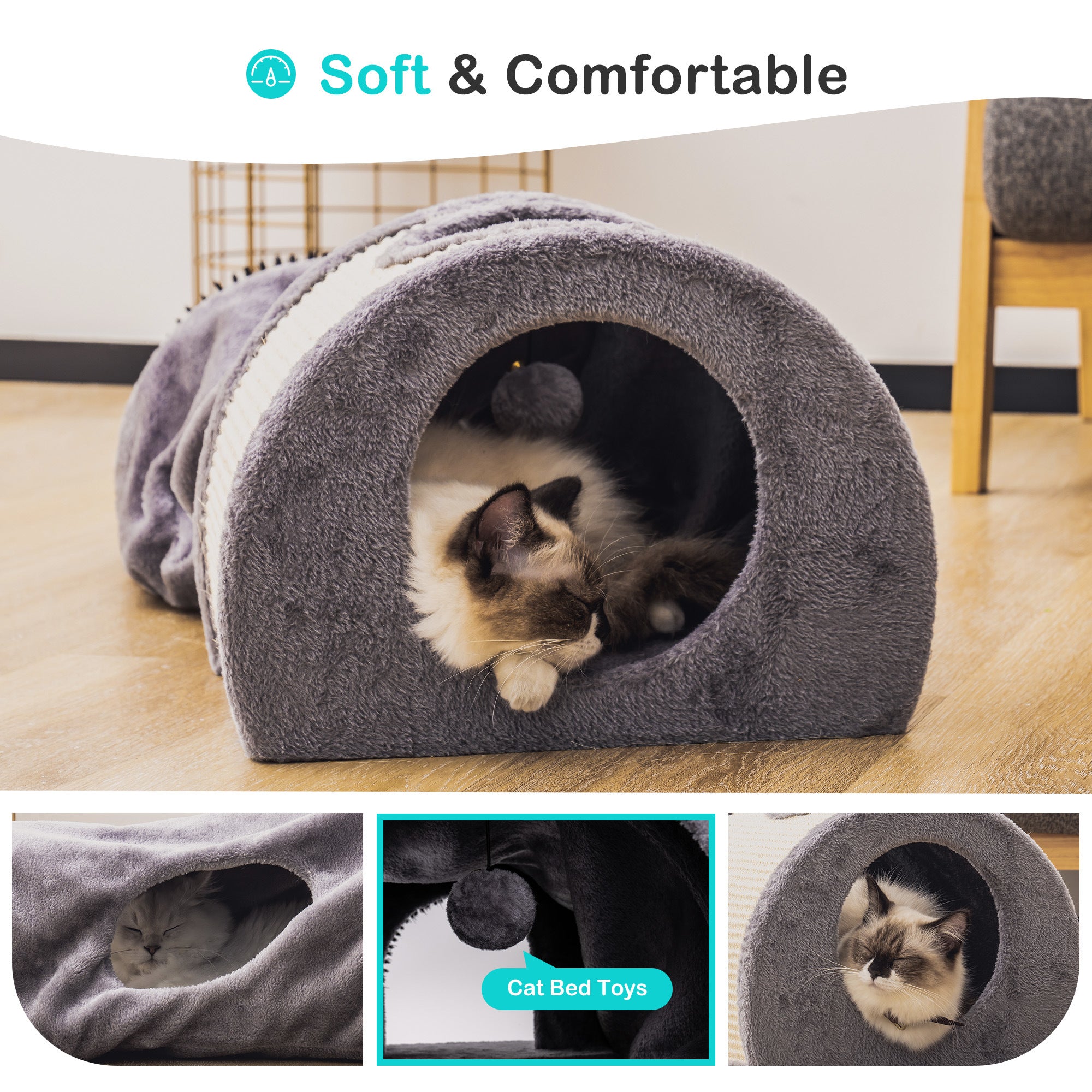 Cat Bed with Play Tunnel