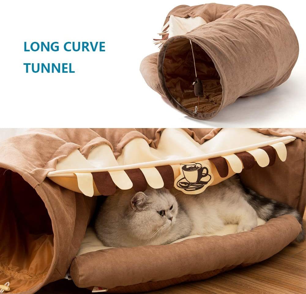 Cat Tunnel Toy Bed with Cushion