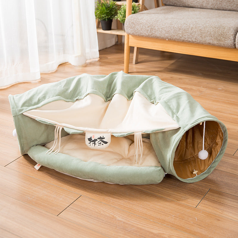 Cat Tunnel Toy Bed with Cushion