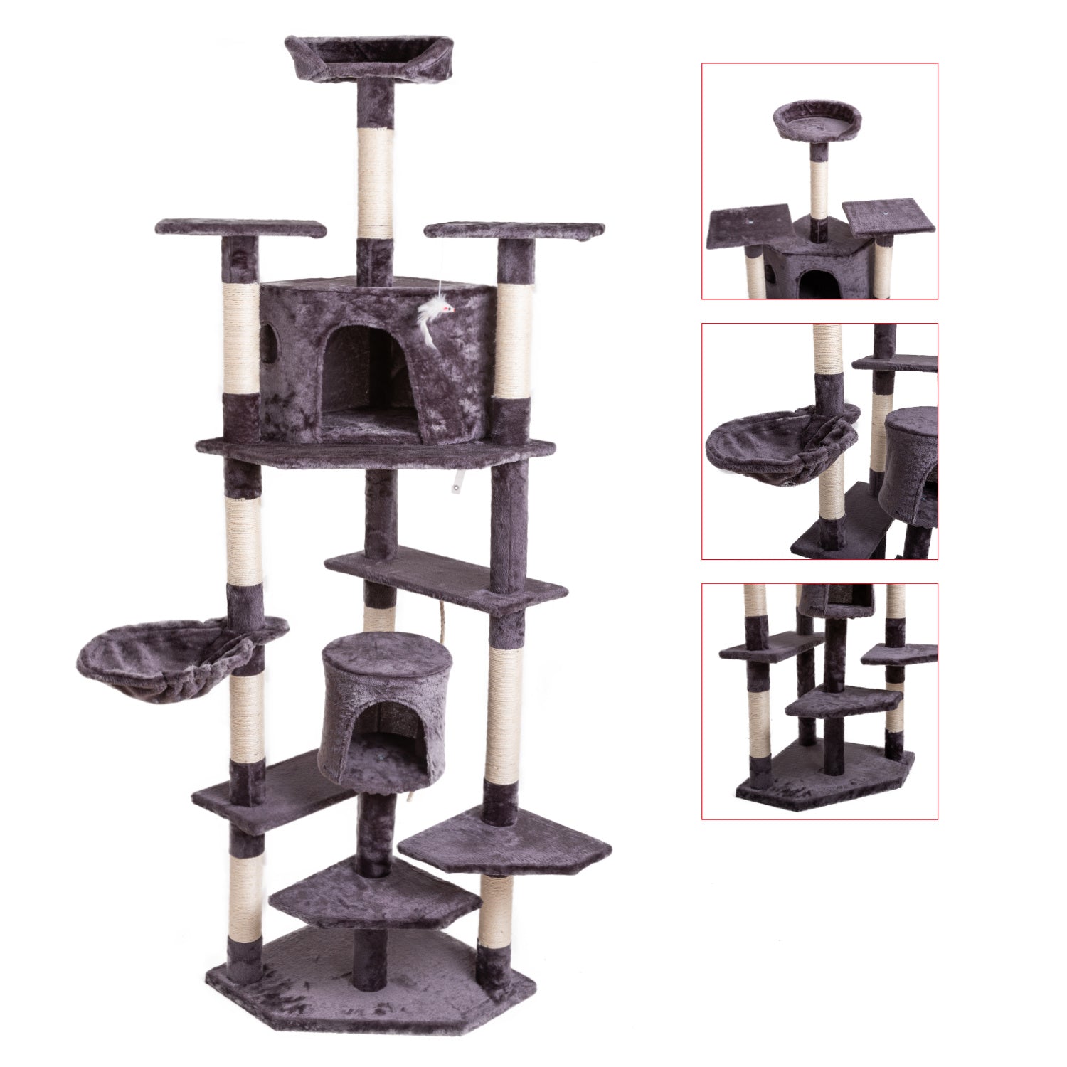 80" Solid Cute Sisal Rope Plush Cat Climb Tree Cat Tower