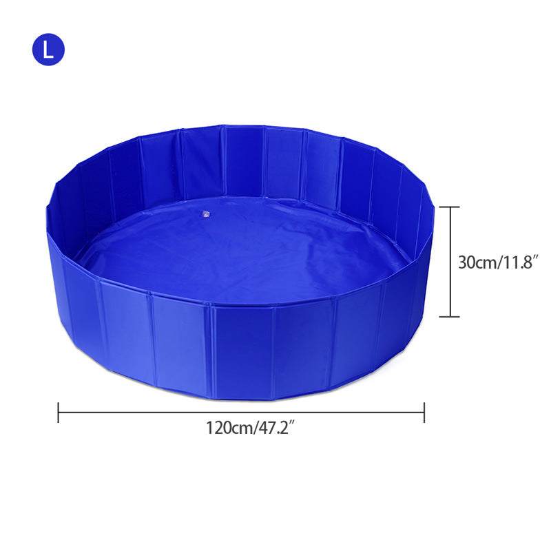 Foldable Dog Padding Pool Swimming Pool Puppy Cat Bath Tub Outdoor Portable Pet Garden Water Pond Ideal for Pets L Size 120*30cm