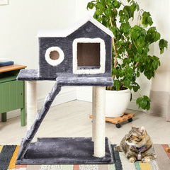 Cat Tree House 36 Inch Tower Condo Scratching Post Ladder Gray