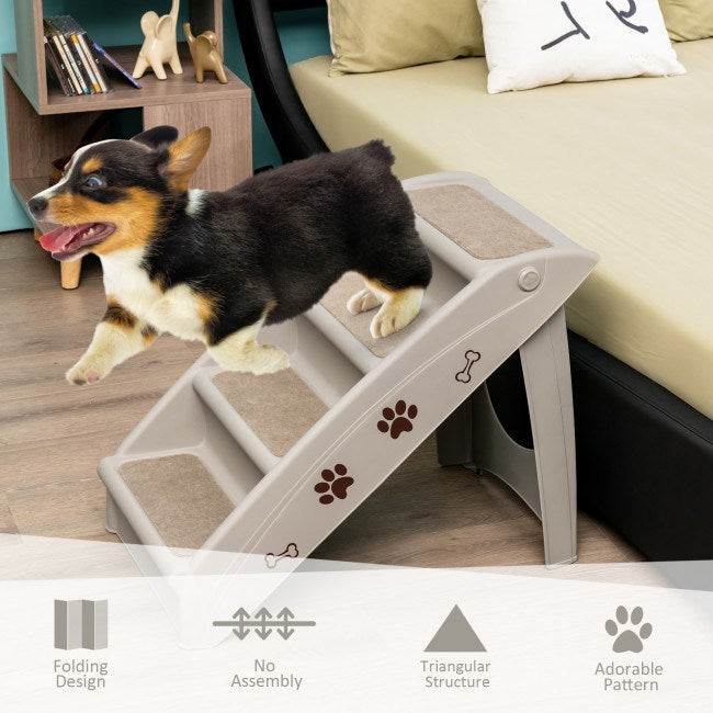 Collapsible Plastic Pet Stairs 4 Step Ladder for Small Dog and Cats