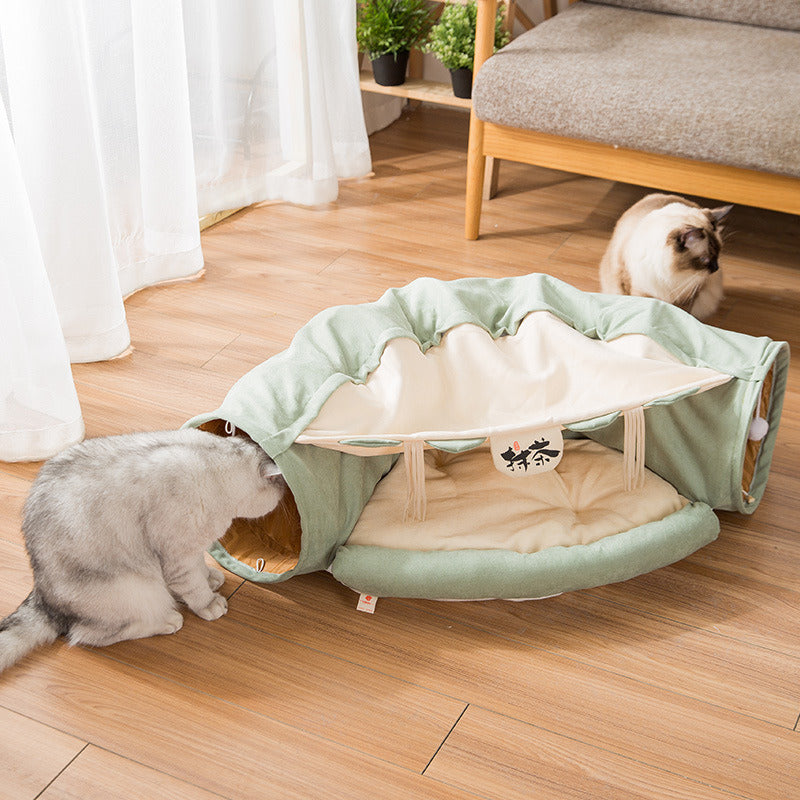 Cat Tunnel Toy Bed with Cushion