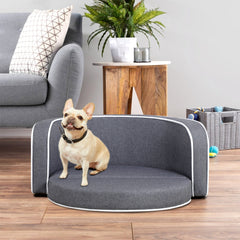 Round Pet Sofa, White Roller Lines