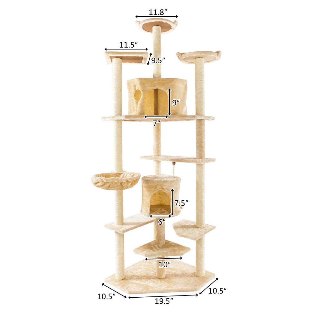 80" Solid Cute Sisal Rope Plush Cat Climb Tree Cat Tower