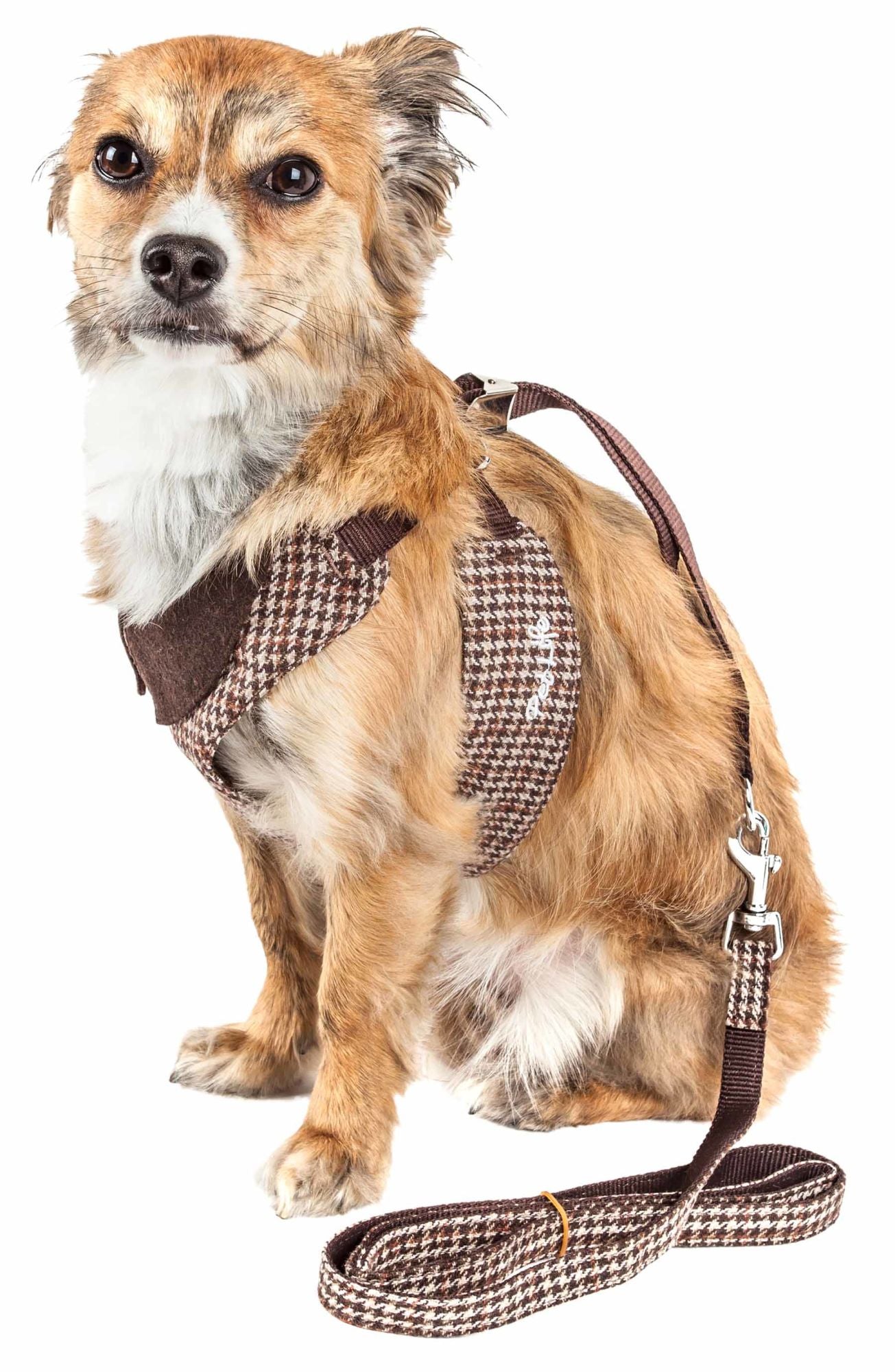 Mesh Reversible Plaided Collared Dog Harness 2-In-1