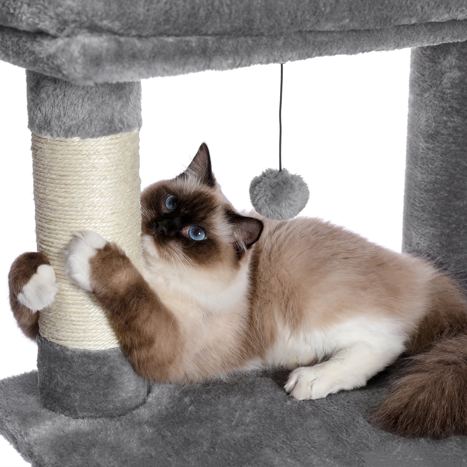 Multi-Functional Large Cat Tree with Super Large Condo, Spacious Top Perch, Sisal Scratching Post and Cat Interactive Toy For Big and Fat Cats